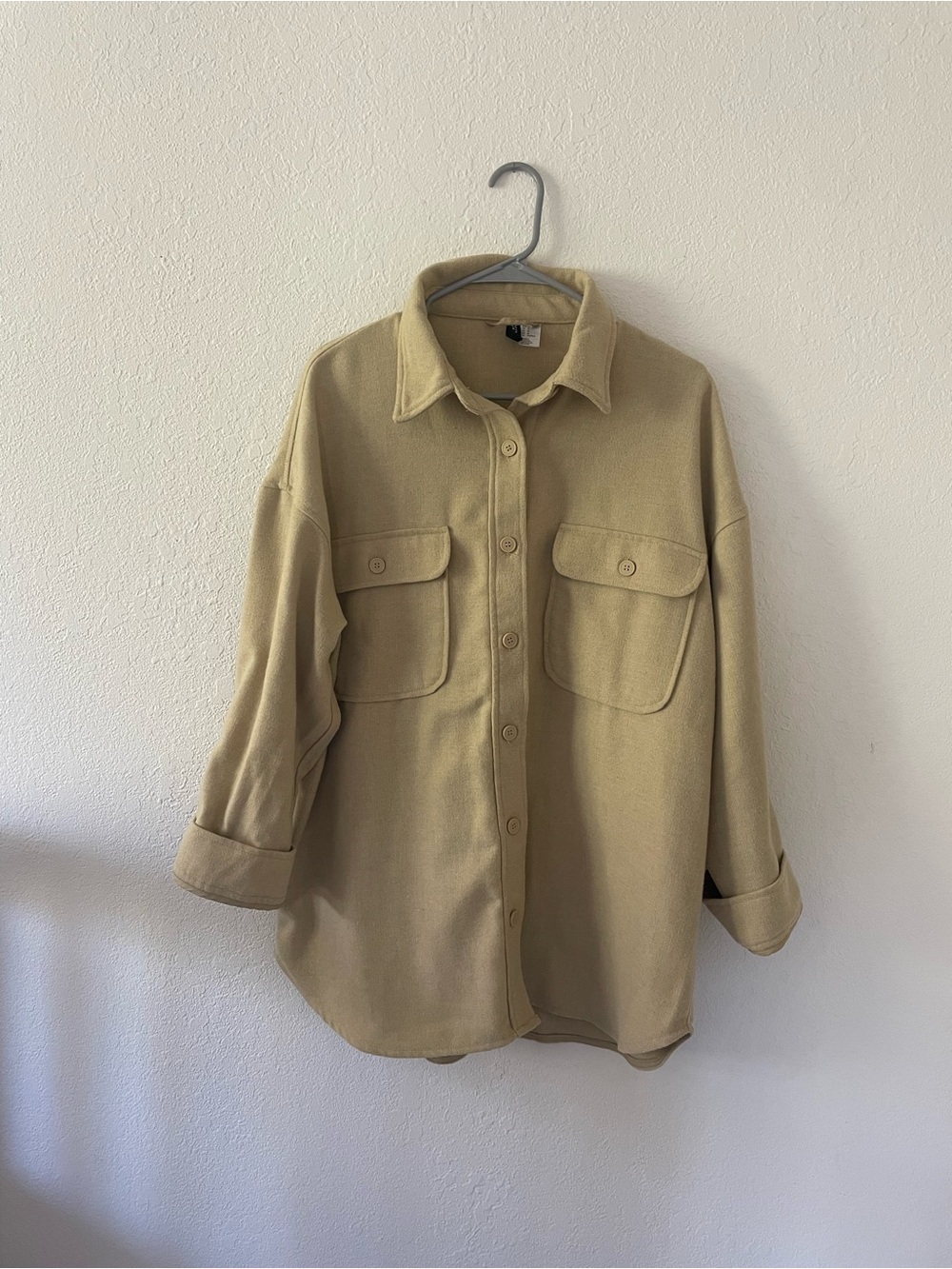 Divided Neutral Tan Button-Up Shirt Jacket (Shacket)